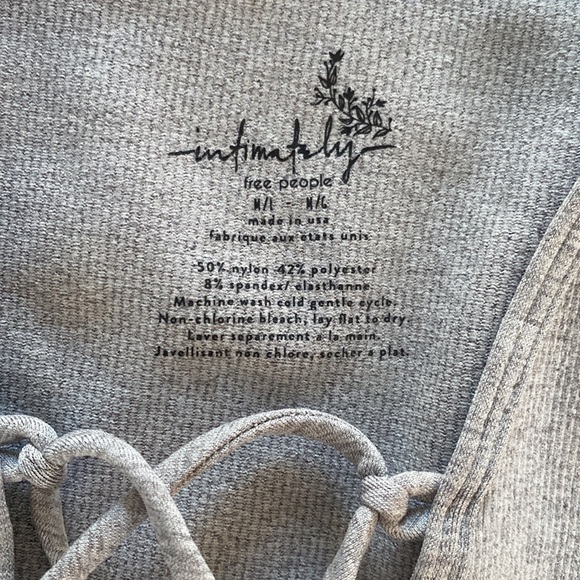 Free People - Intimately - heathered grey top w/lace up front - Picture 3 of 3